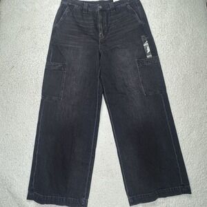American Eagle Super High Rise Baggy Wide Leg Black Women's Jeans Size 16R